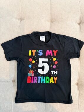Kids' Black "It's My 5th Birthday" Graphic Tee